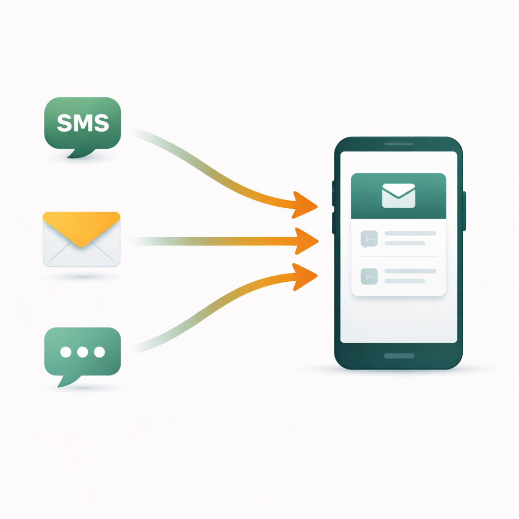 Unified inbox on mobile with messages from multiple channels